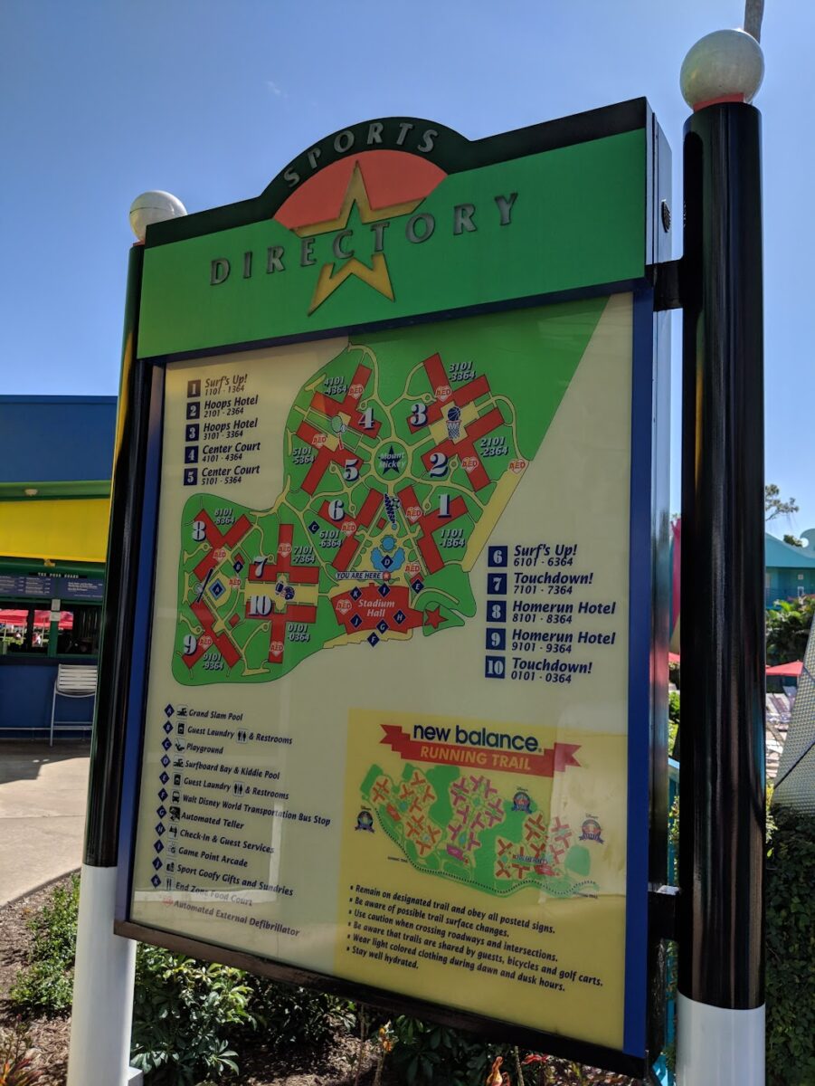 A picture of the map from All Star Sports at Disney World in Orlando, Florida