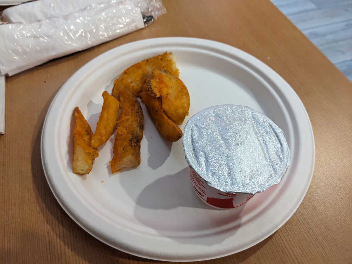 A picture of the breakfast potatoes and yogurt you can get for free at Fairfield Inn & Suites by Marriott Savannah Downtown/Historic District