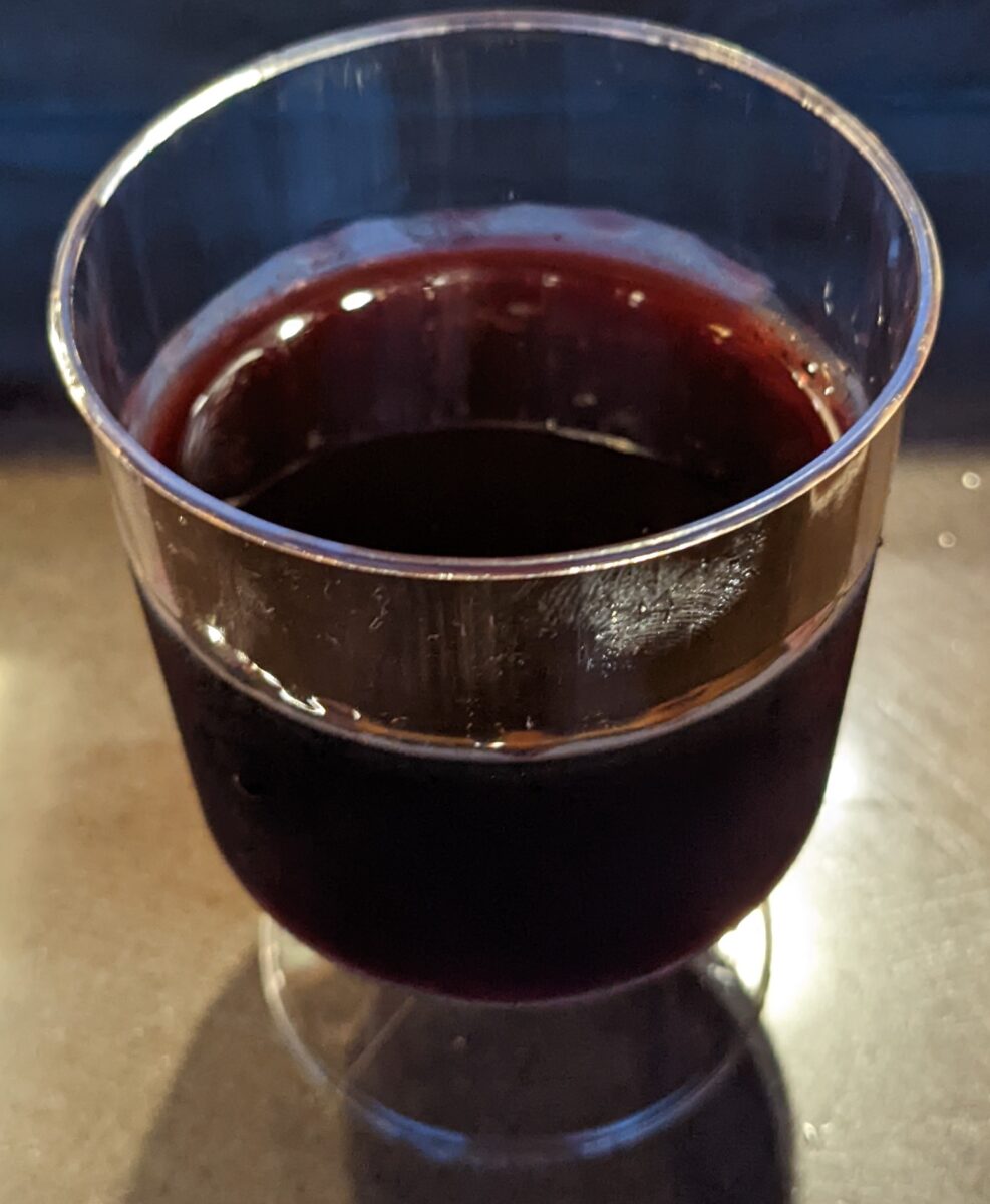 A picture of the Four Virtues Bourbon Barrel Zinfandel which you can order at the Epcot International Food & Wine Festival at Disney World in Orlando, FL