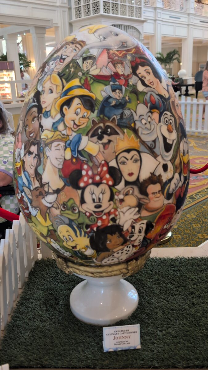 I love how the Easter Eggs that are part of the Grand Floridian Easter display at Disney World feature so many Disney characters.