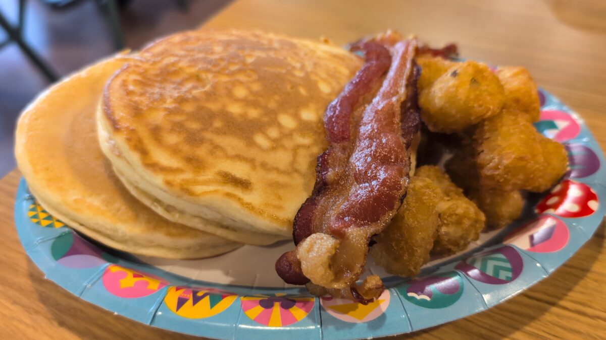 Our pancakes, potato barrels & bacon were mixed at the World Premiere Food Court, the quick serving dining option at Disney's All Star Movies Resort.