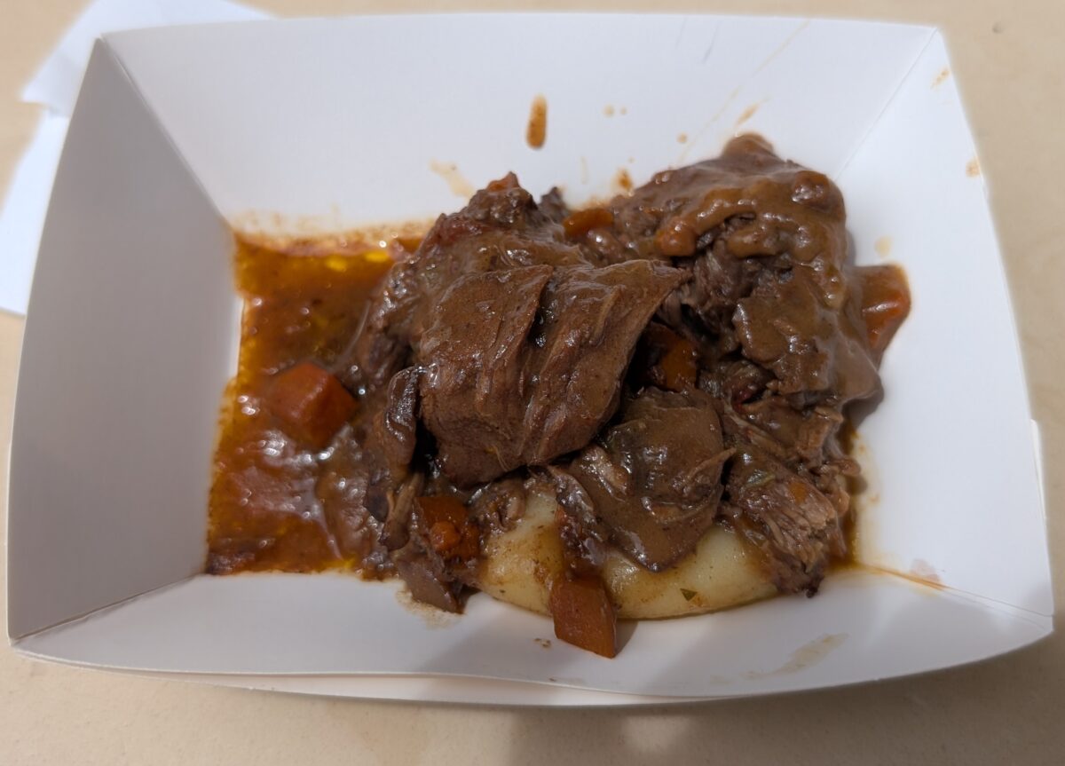 A picture of the Boeuf Bourguignon from the Epcot International Food and Wine Festival at Walt Disney World in Orlando, Florida.
