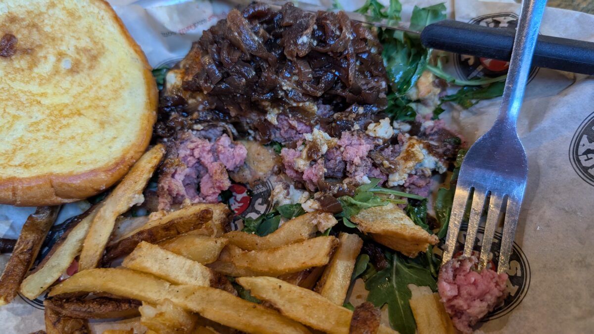 The medium well burger at Juicy Lucy's in Asheville, NC was pinker than I thought it was going to be.