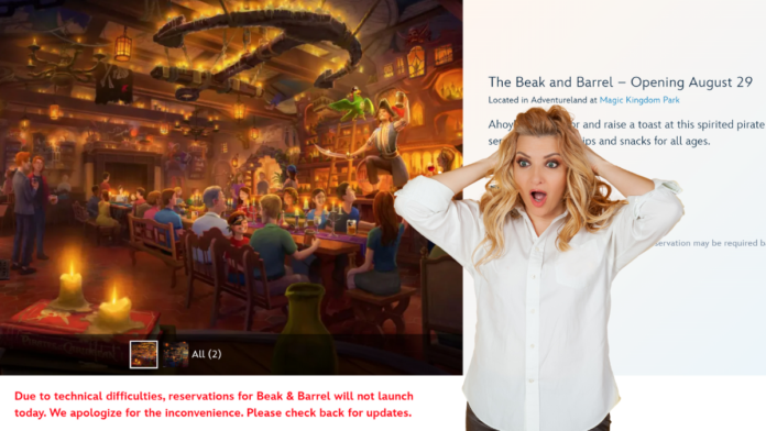 Frustration at the launch of dining reservations for Disney World's Beak and Barrel restaurant being postponed