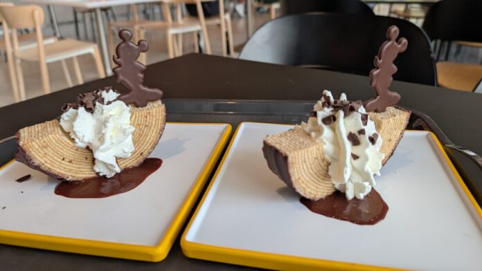 A picture of the Chocolate Baumkuchen from Epcot's Food and Wine Festival at Disney World in Orlando, Florida