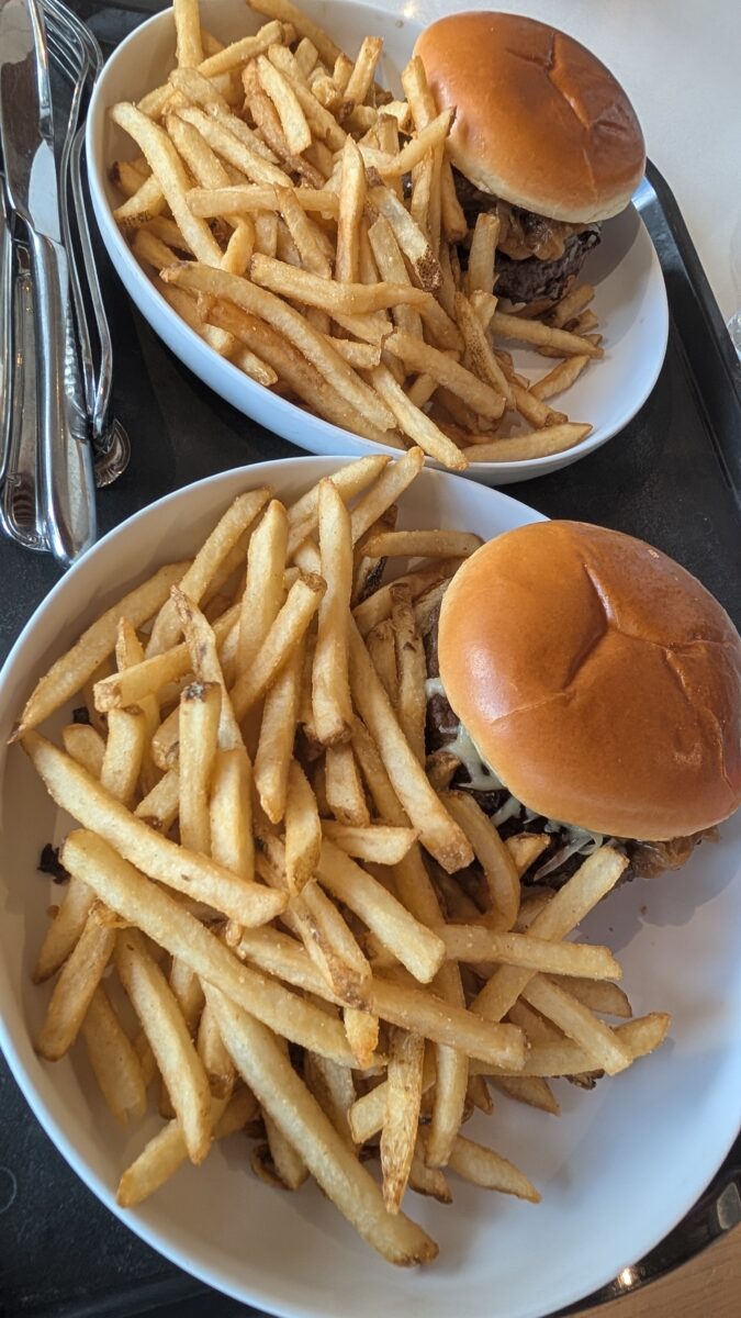 A picture of the French Onion burgers from Connection Eatery, a special menu item during the Food and Wine Festival at Disney World