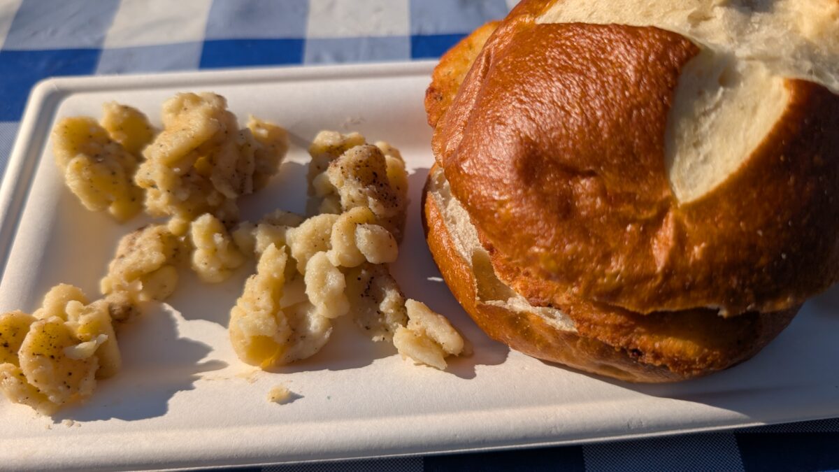 Chicken Schnitzel and German Spätzle at the Oktoberfest event at Carowinds theme park in Charlotte NC