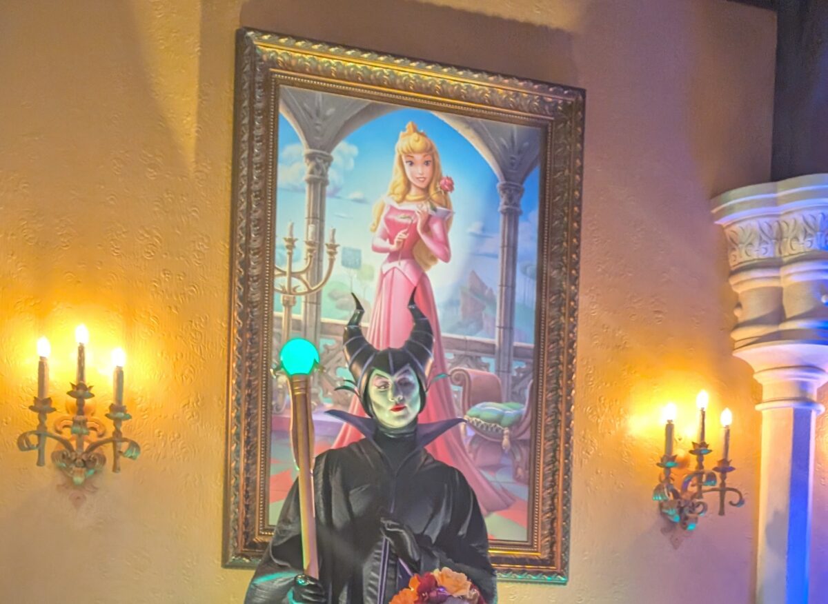Maleficent at the Princess Fairytale Hall during trick-or-treating at Mickey's Not So Scary Halloween Party