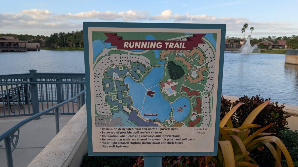 A picture of a map of the running trail at Coronado Springs at Disney World