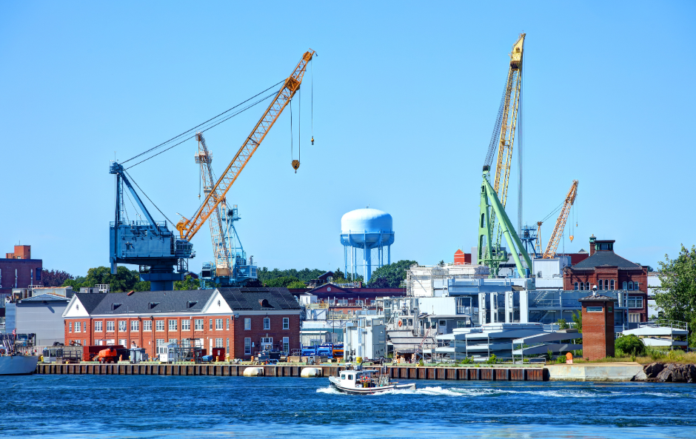 A picture of the the Portsmouth Naval Shipyard in Kittery, Maine.