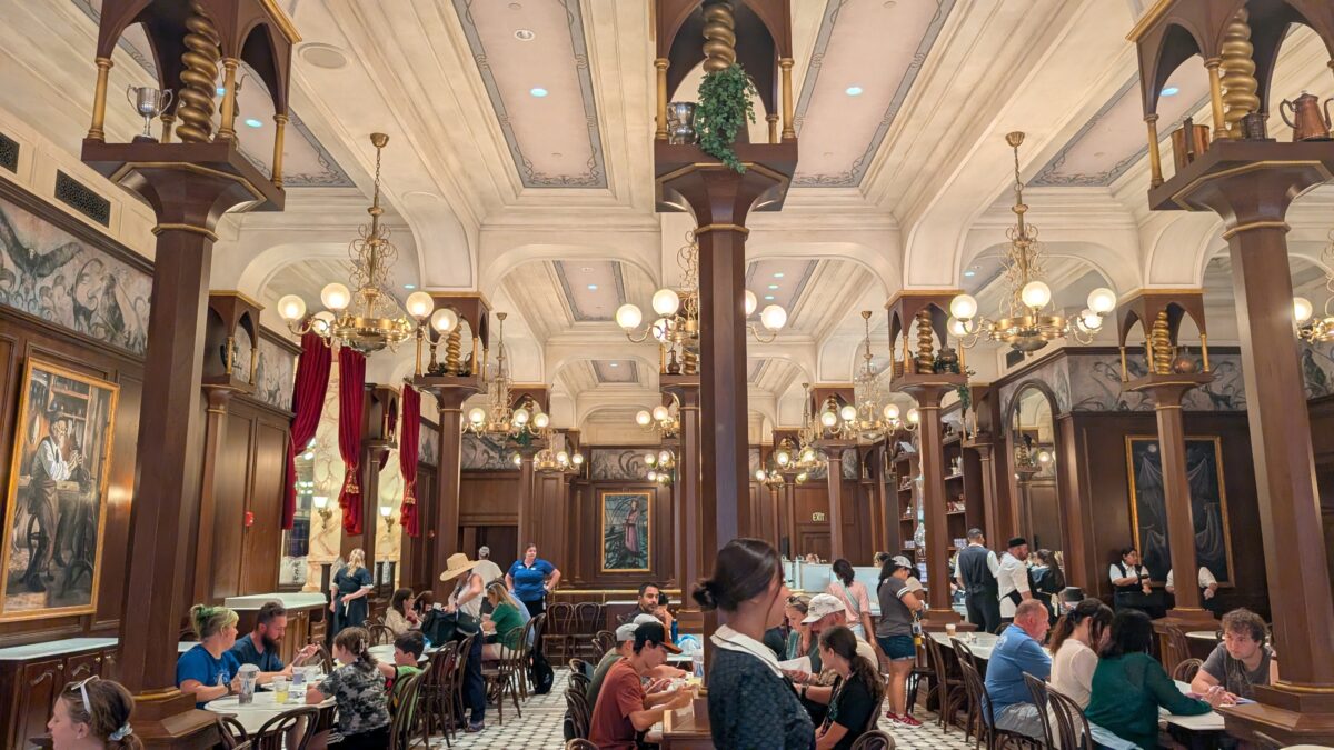 A picture of the inside of Cafe L'air de la Sirene, a quick service restaurant at Universal's Epic Universe in Orlando, Florida.