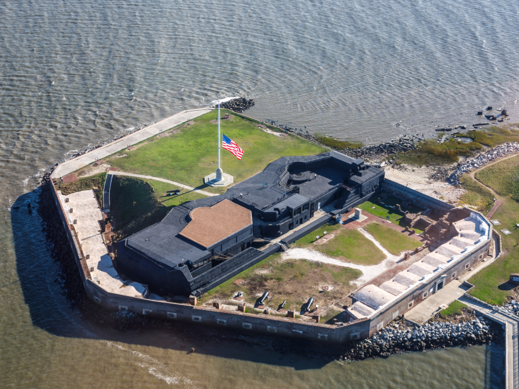 Fort Sumter in Charleston South Carolina from the air
