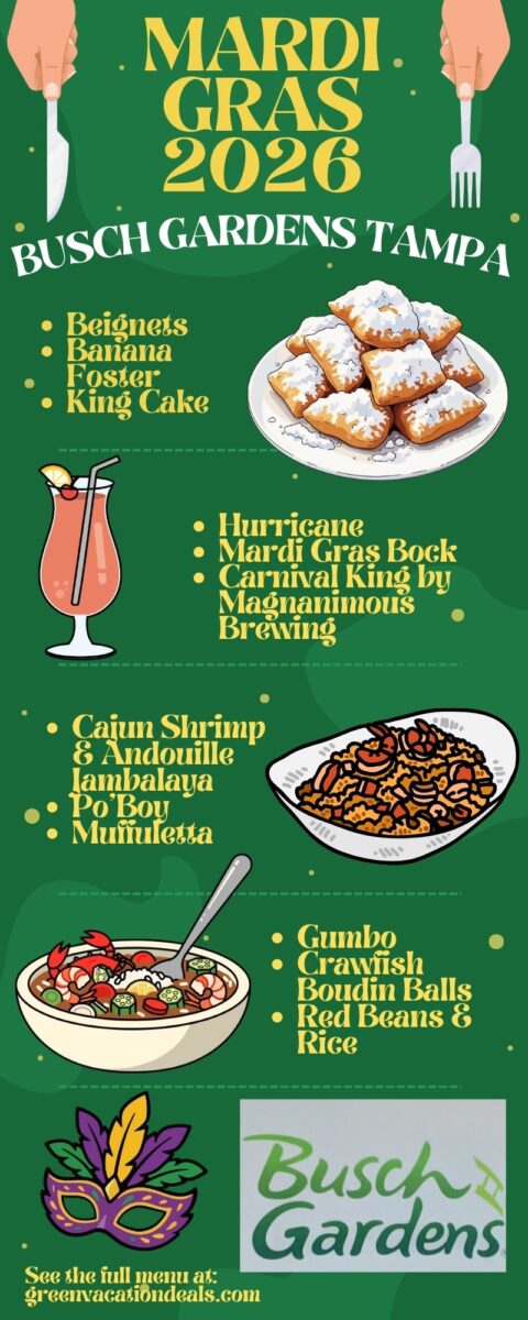 Busch Gardens Tampa 2026 Mardi Gras Menu