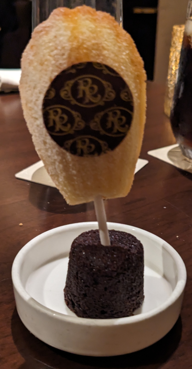 A picture of the dessert my sister got on my birthday from Topolino's Terrace at Disney's Riviera Resort in Orlando, Florida