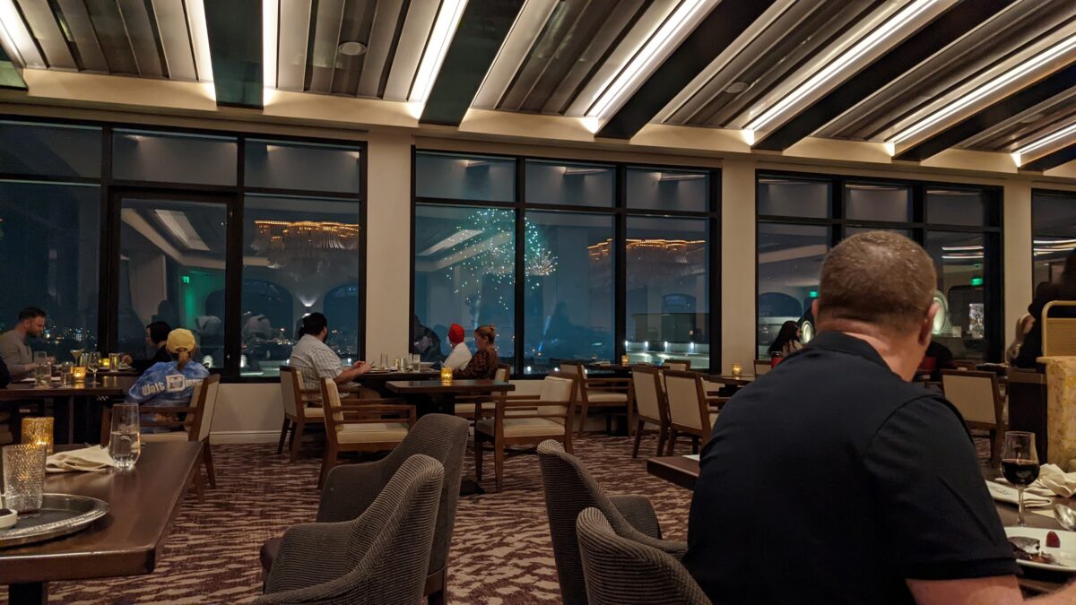 You can see fireworks from your table at Topolino's Terrace at the Riviera Resort in Walt Disney World.