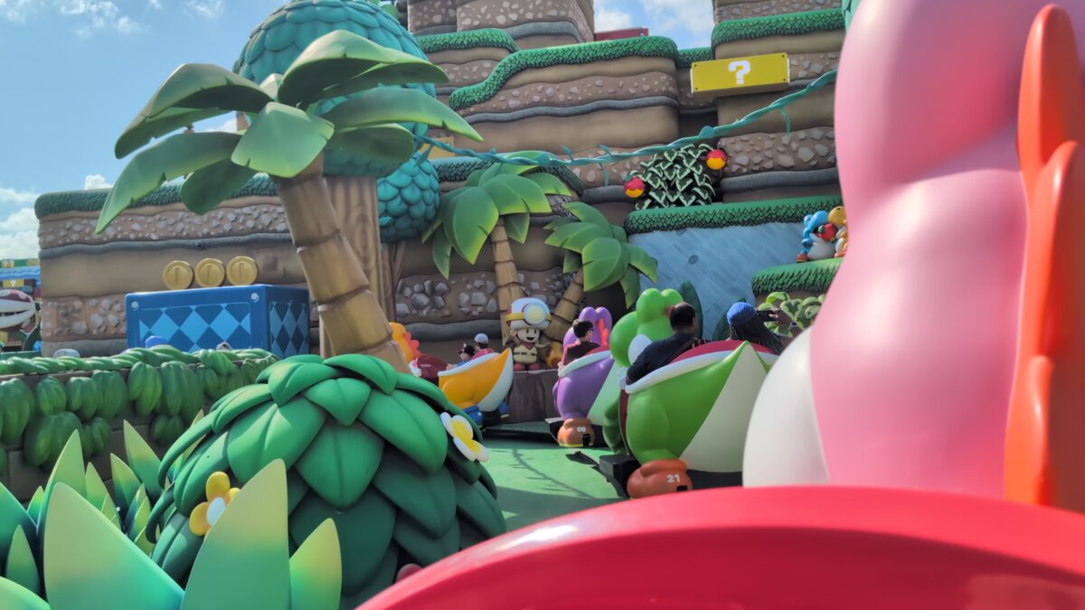 View from Yoshi's Adventure, a ride in Super Mario Land at Epic Universe theme park
