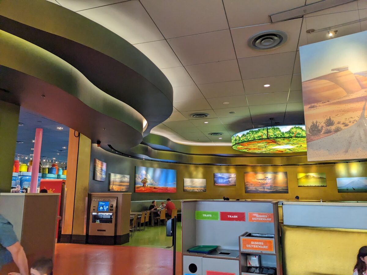 I love the pictures from the Lion King at Landscape of Flavors, a quick dining experience at Art of Animation in Disney World.