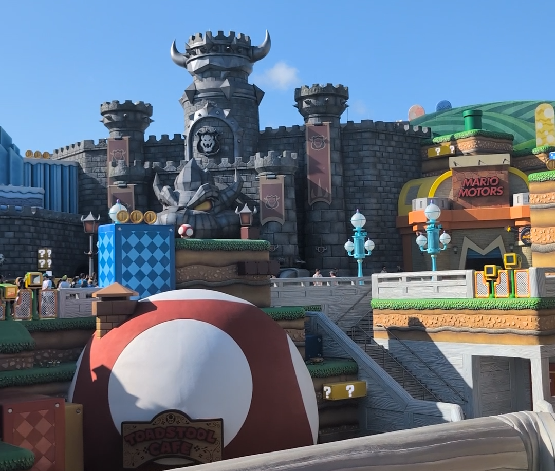 Entrance to Mario Kart: Bowser’s Challenge attraction in Super Nintendo World at Epic Universe