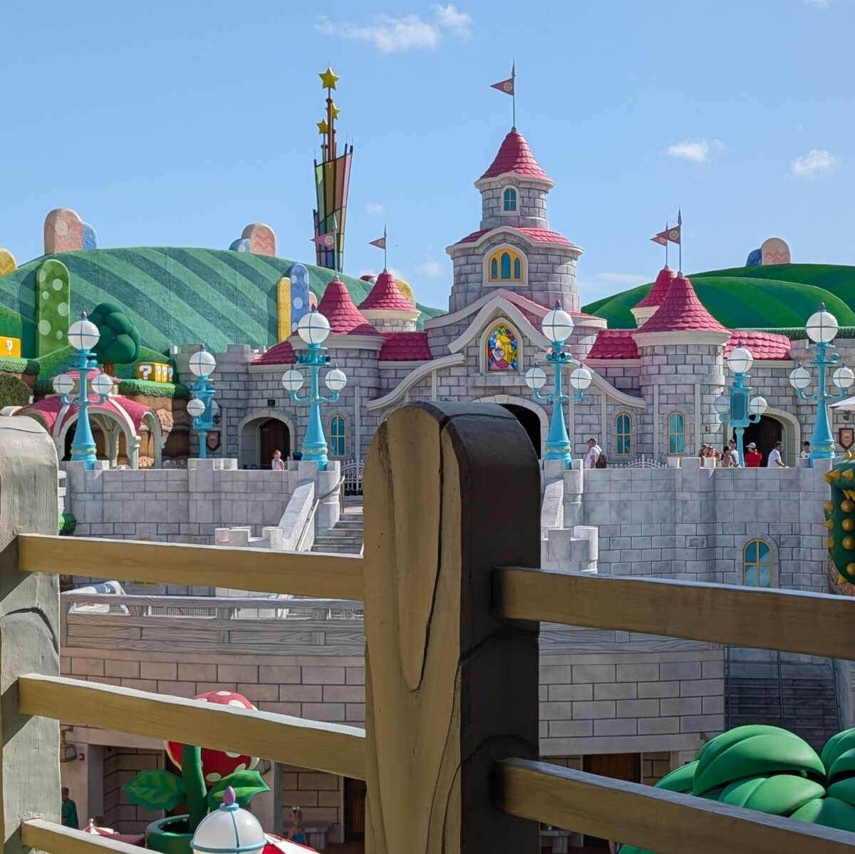 Princess Peach Castle in Super Mario Land at Epic Universe park