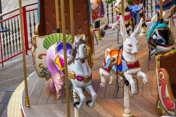 A picture of the carousel at Pier 39 in San Francisco. Save money on admission to Pier 39 rides with a coupon.